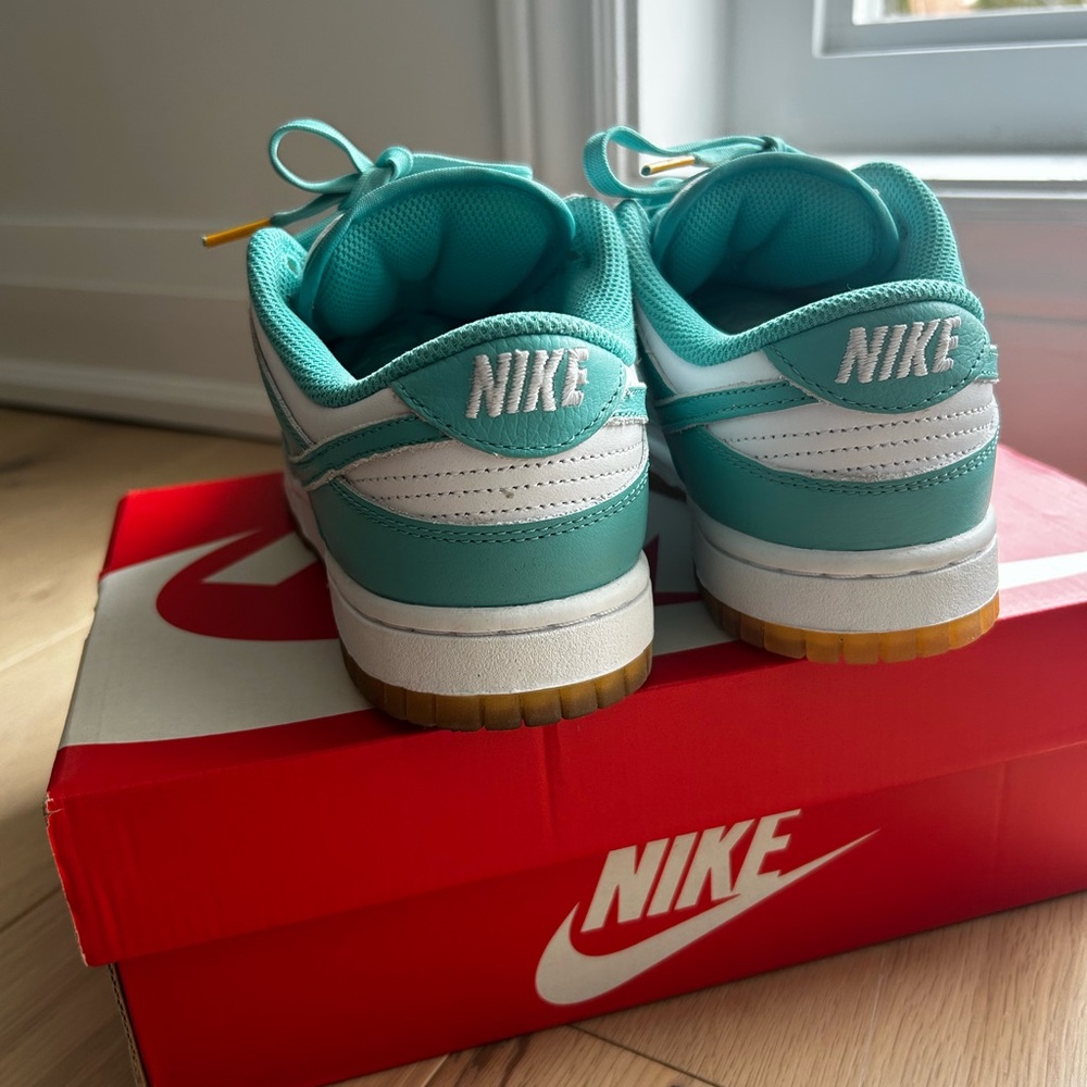 Nike dunk low white/teal “teal zeal” Wmns Sneaker Size 6.5 - Picture 5 of 9